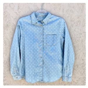 Madewell Polka Dot Chambray Button Shirt